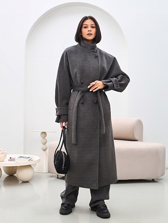 Пальто двубортное с воротником женское THE LABEL.