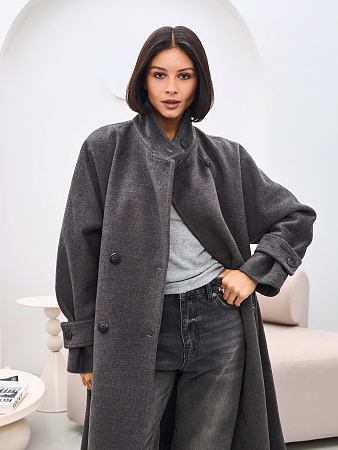 Пальто двубортное с воротником женское THE LABEL.