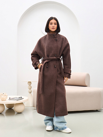 Пальто двубортное с воротником женское THE LABEL.