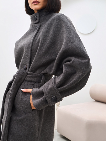 Пальто двубортное с воротником женское THE LABEL.