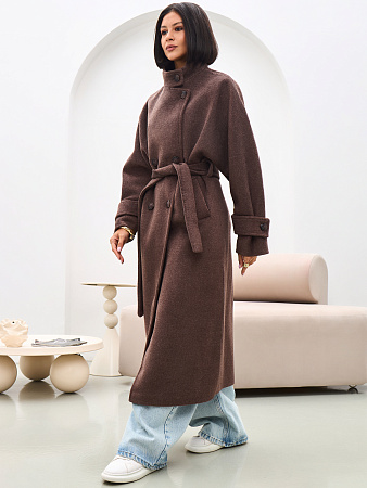 Пальто двубортное с воротником женское THE LABEL.