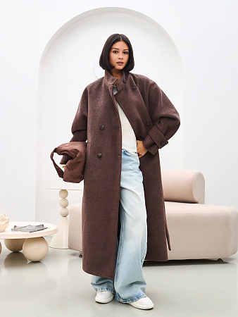 Пальто двубортное с воротником женское THE LABEL.