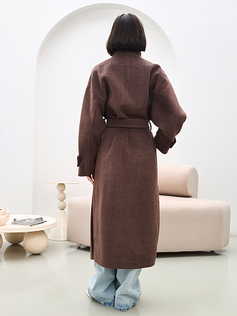 Пальто двубортное с воротником женское THE LABEL.