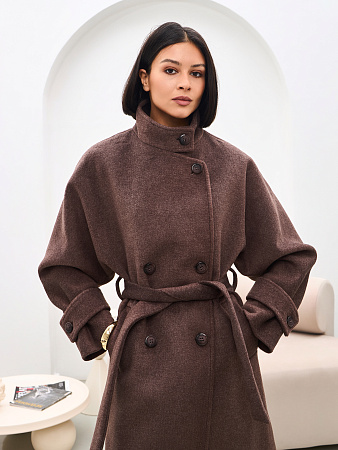 Пальто двубортное с воротником женское THE LABEL.