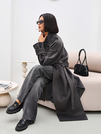 Пальто двубортное с воротником женское THE LABEL.
