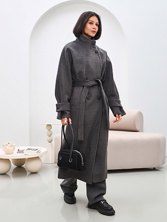 Пальто двубортное с воротником женское THE LABEL.