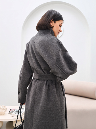 Пальто двубортное с воротником женское THE LABEL.